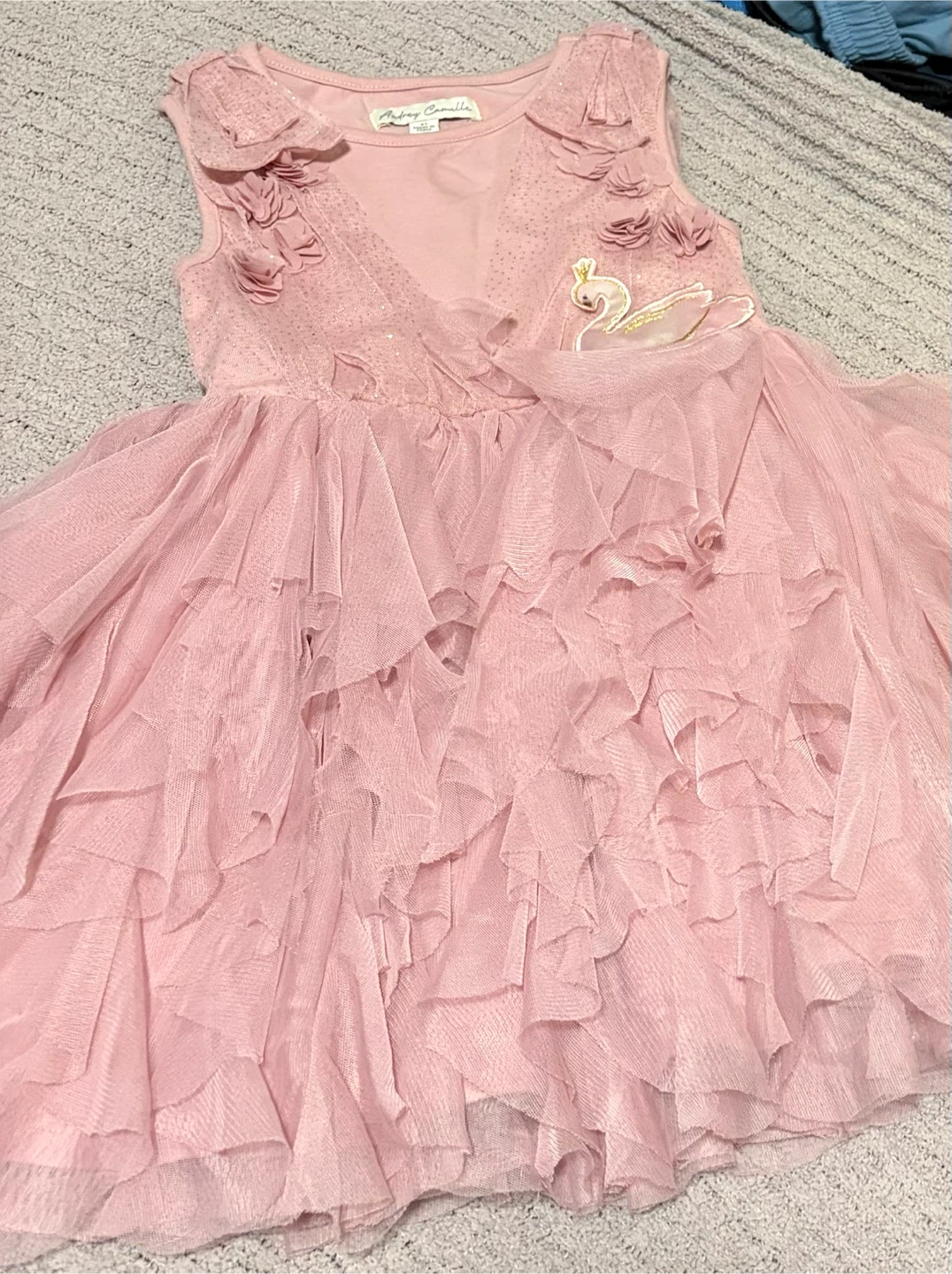 Audrey Camille Pink Swan Tulle Dress Size 4T - photo 3