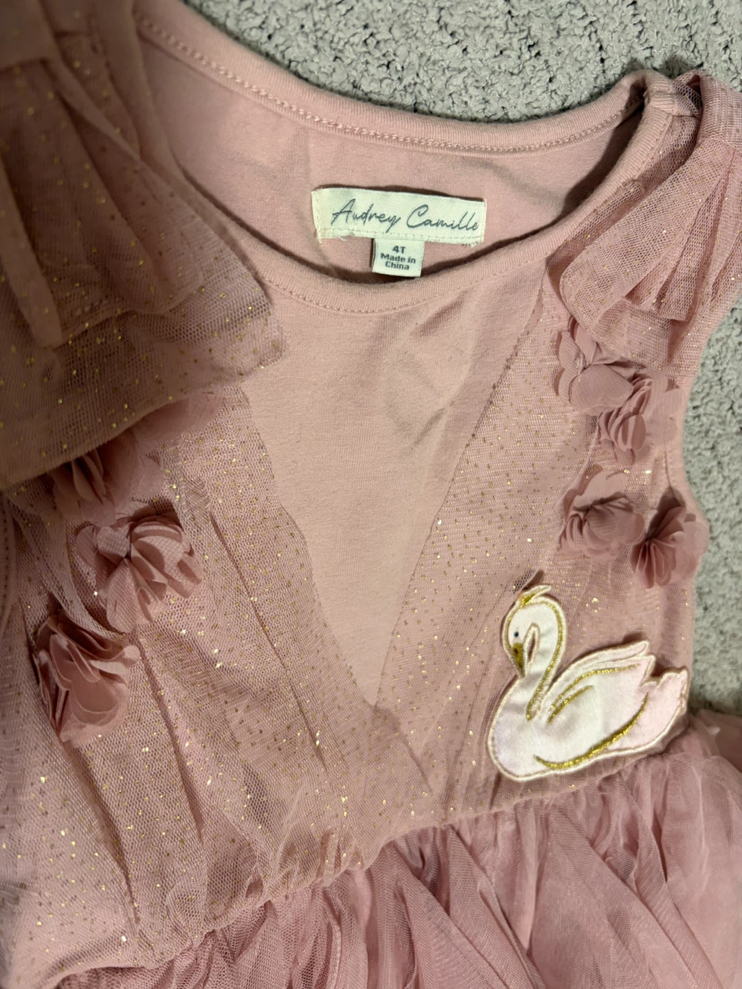 Audrey Camille Pink Swan Tulle Dress Size 4T - photo 4