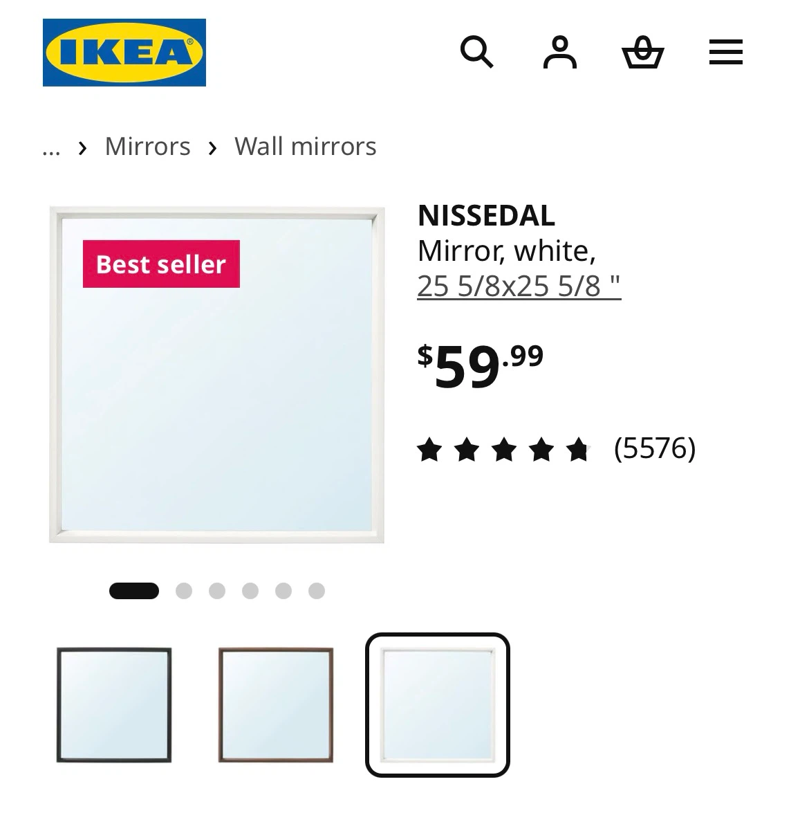 IKEA White Framed Mirror