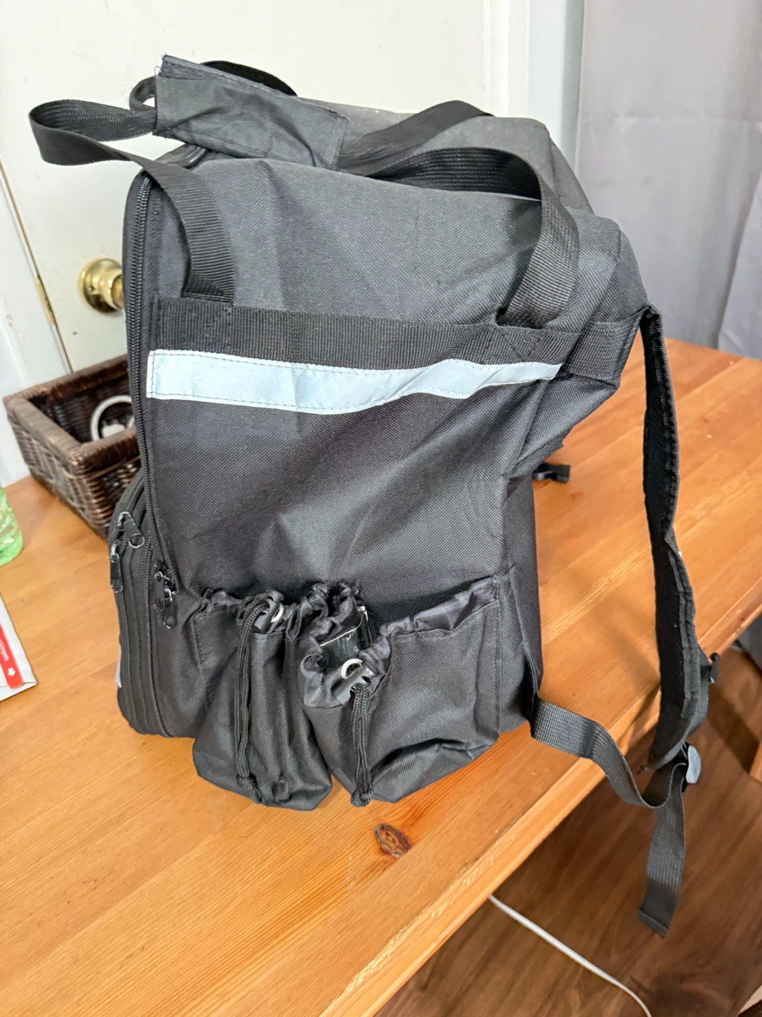 Black Insulated Delivery Backpack with Reflective Strips - photo 4