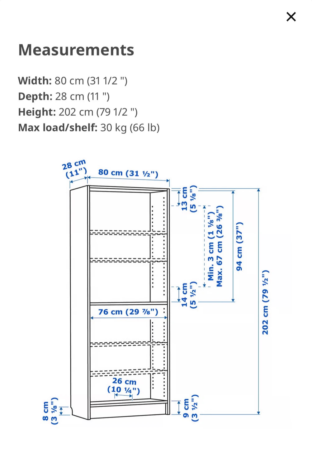 IKEA Billy Bookcase, White, 80x28x202 cm - photo 2