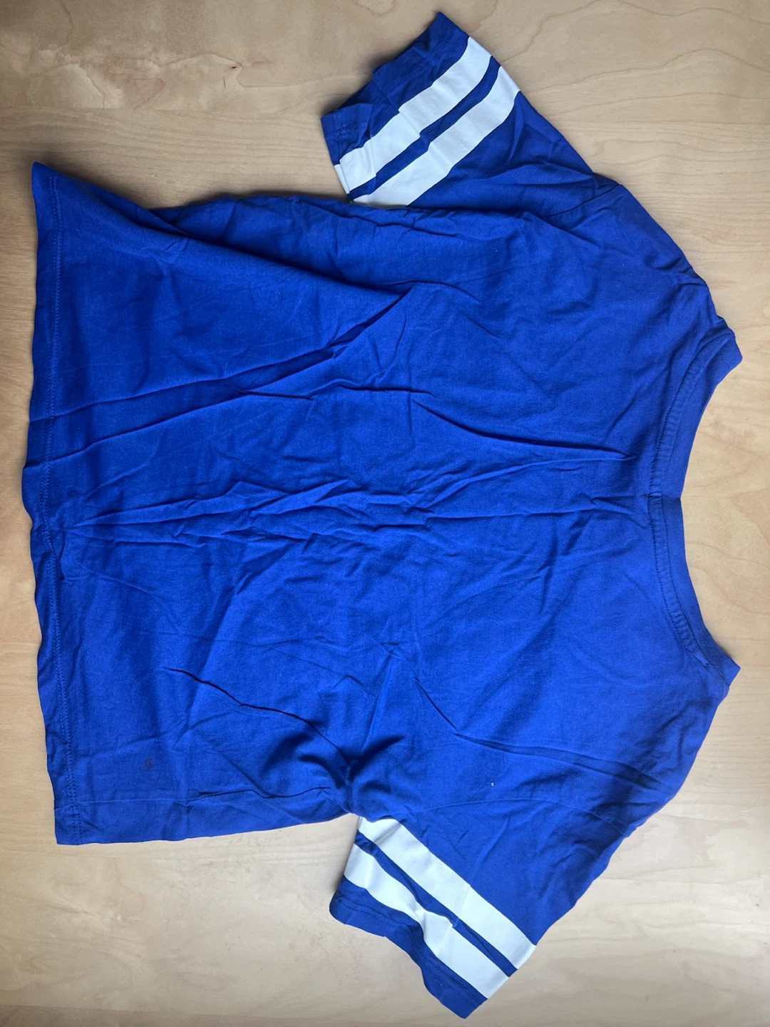 Blue French T-shirt with white stripes - photo 2