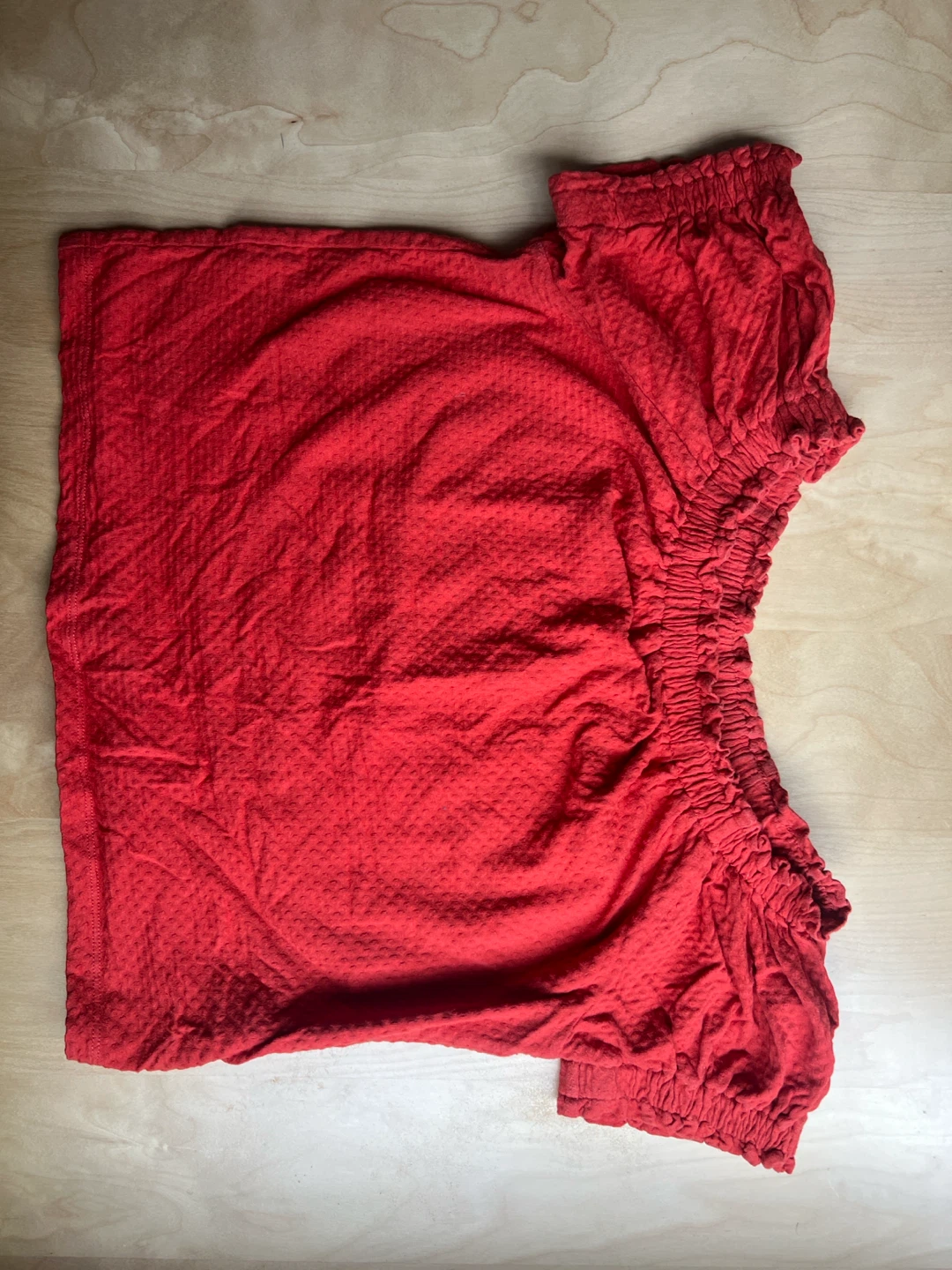 Red Textured Off-the-Shoulder Top