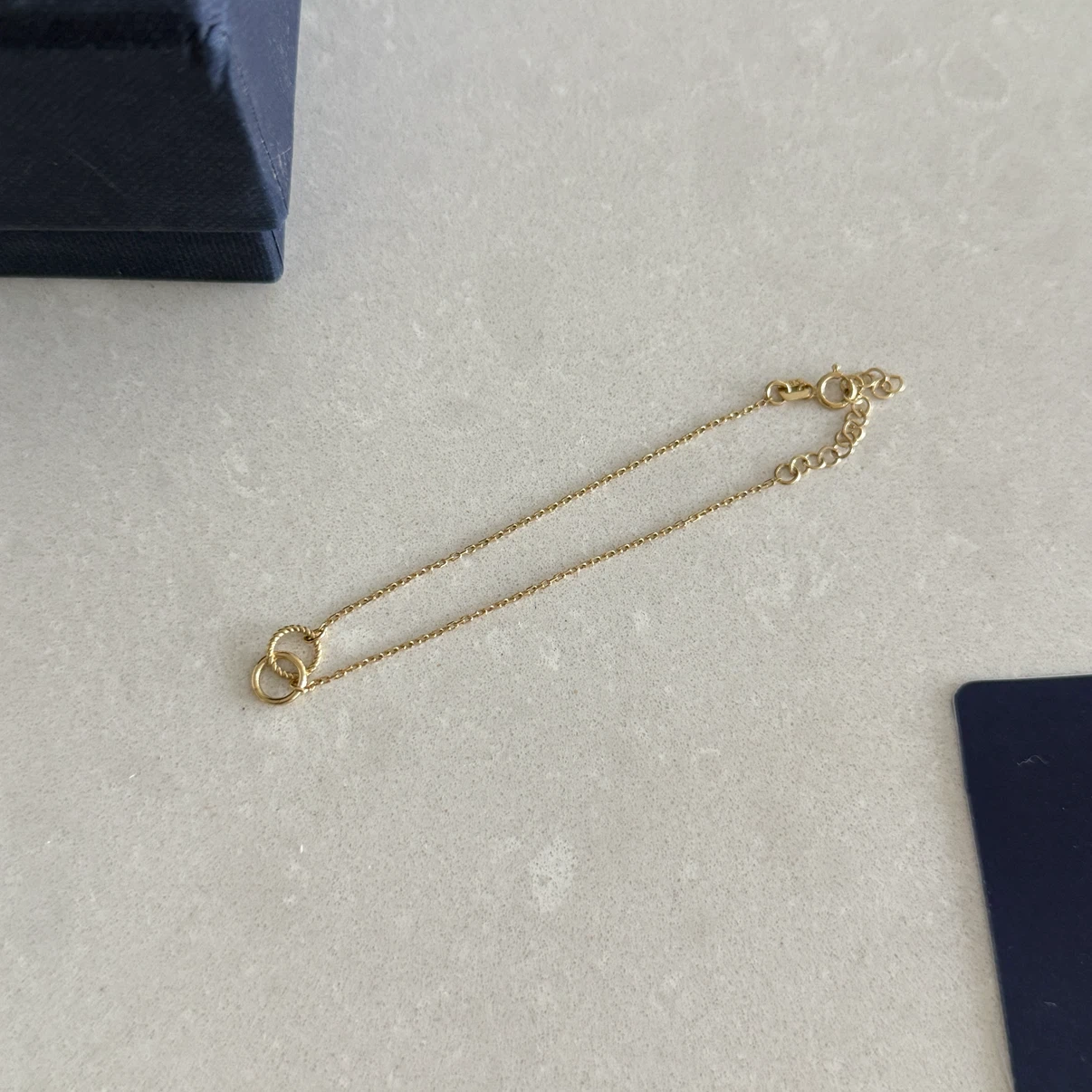 14K Solid Gold Double Ring Bracelet - photo 3