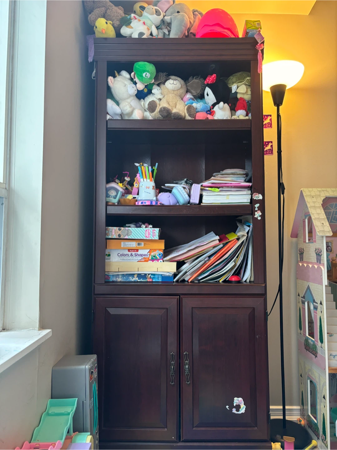 Dark Wood Storage Cabinet with Doors - photo 2