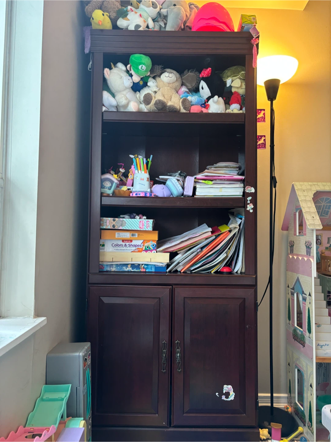 Dark Wood Storage Cabinet with Doors - photo 3