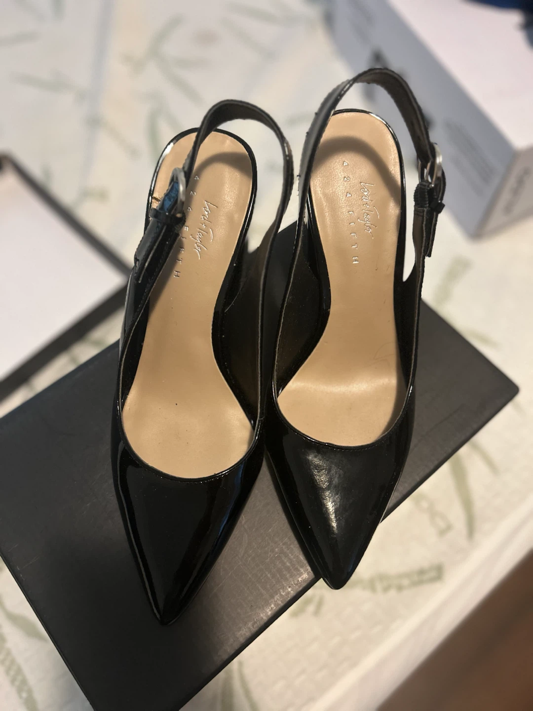 Lord & Taylor Black Patent Slingback Heels
