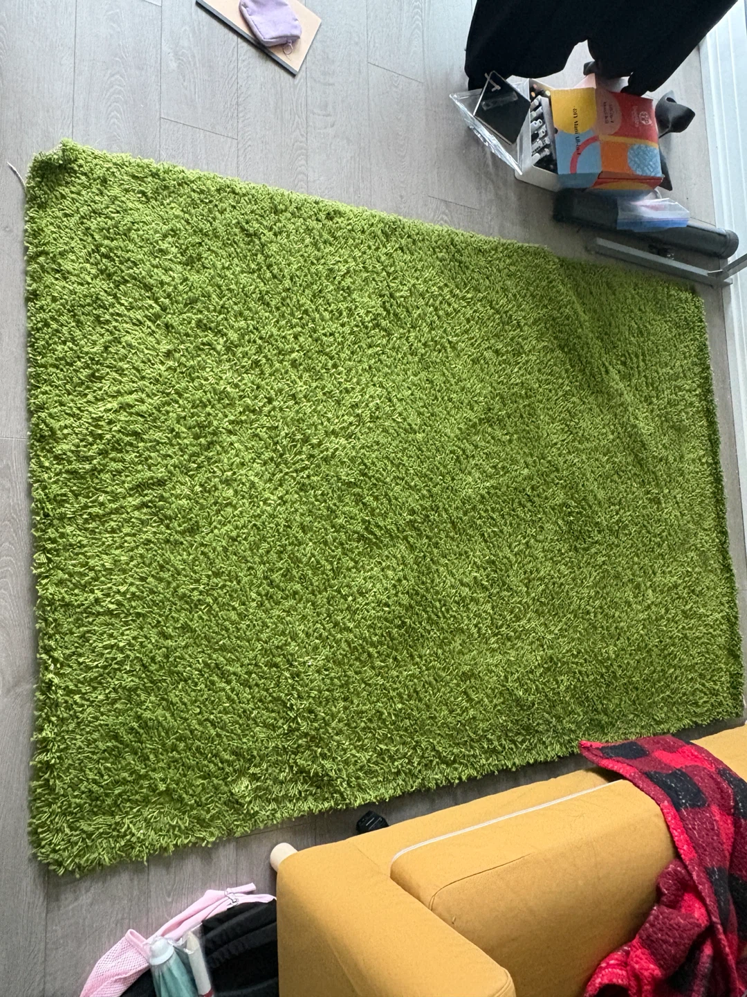 Green Fluffy Area Rug