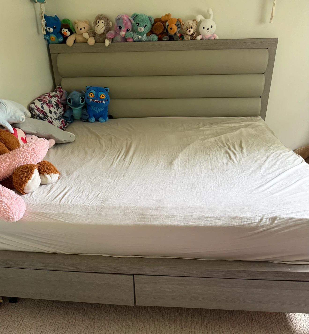 King Size Bed Frame with Headboard and Storage Drawers