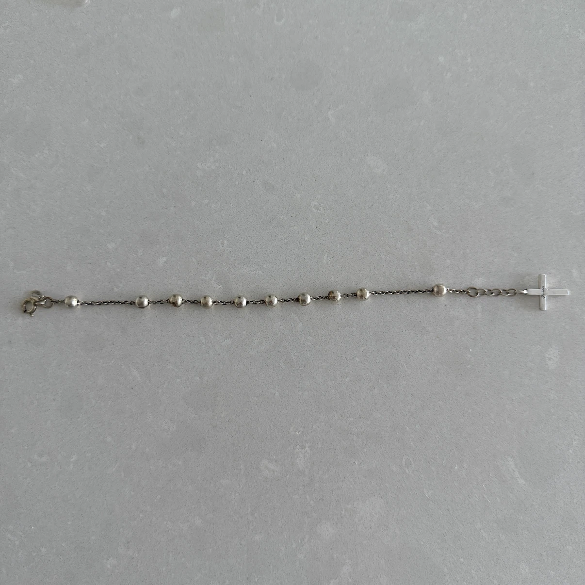 Frica Unisex Sterling Silver Rosary Bracelet