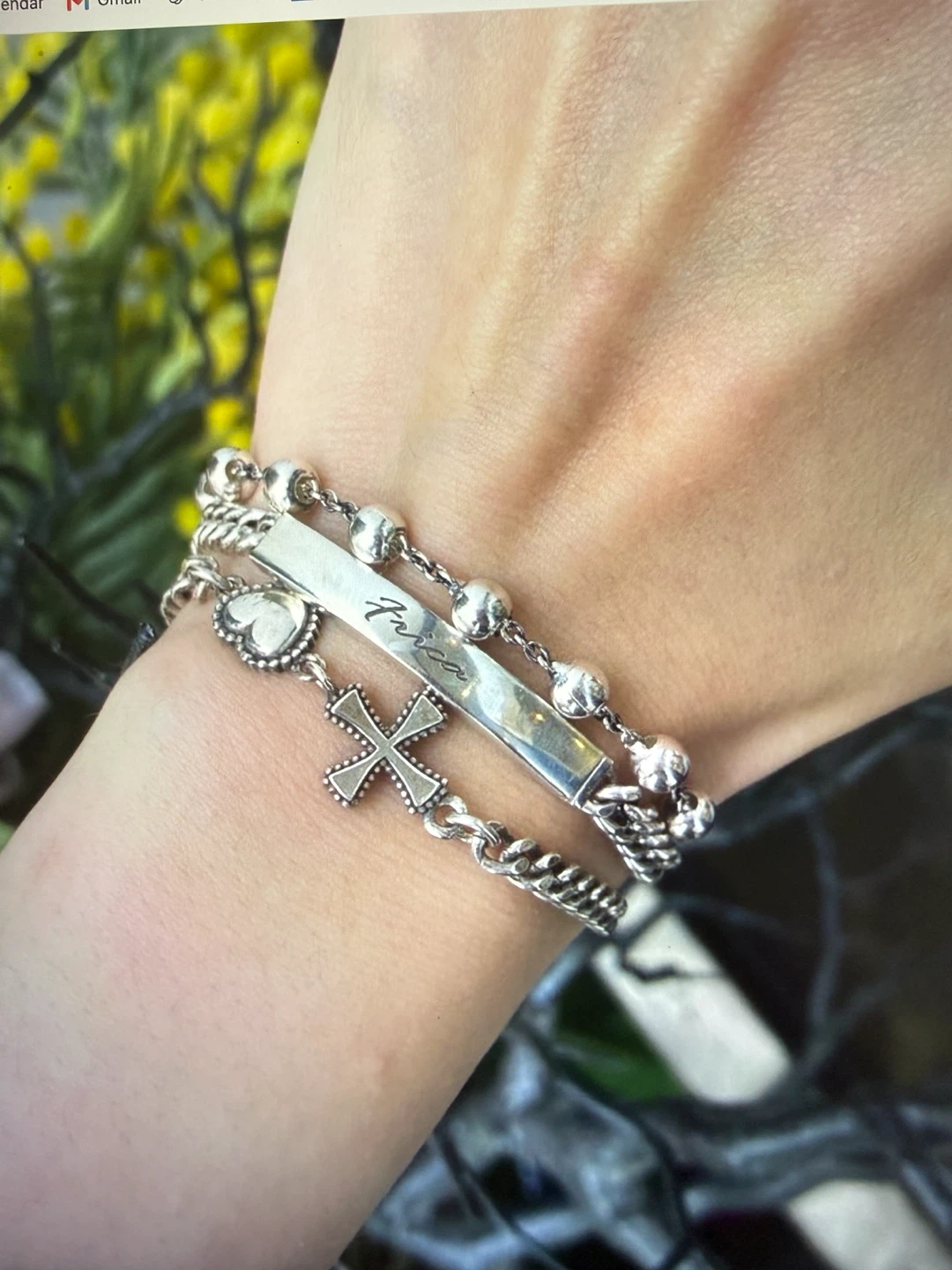 Frica Unisex Sterling Silver Rosary Bracelet - photo 4