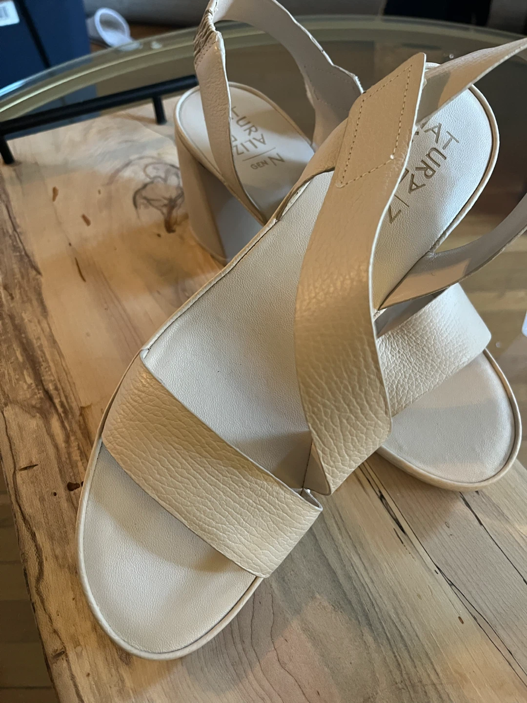 Naturalizer Beige Leather Slingback Block Heels - photo 2
