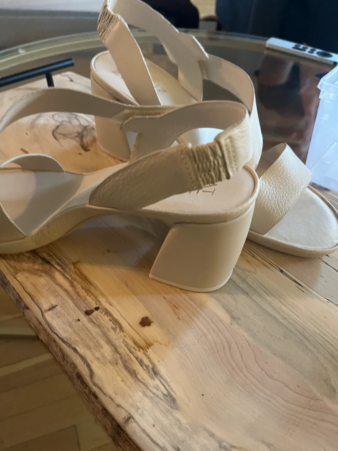 Naturalizer Beige Leather Slingback Block Heels - photo 3