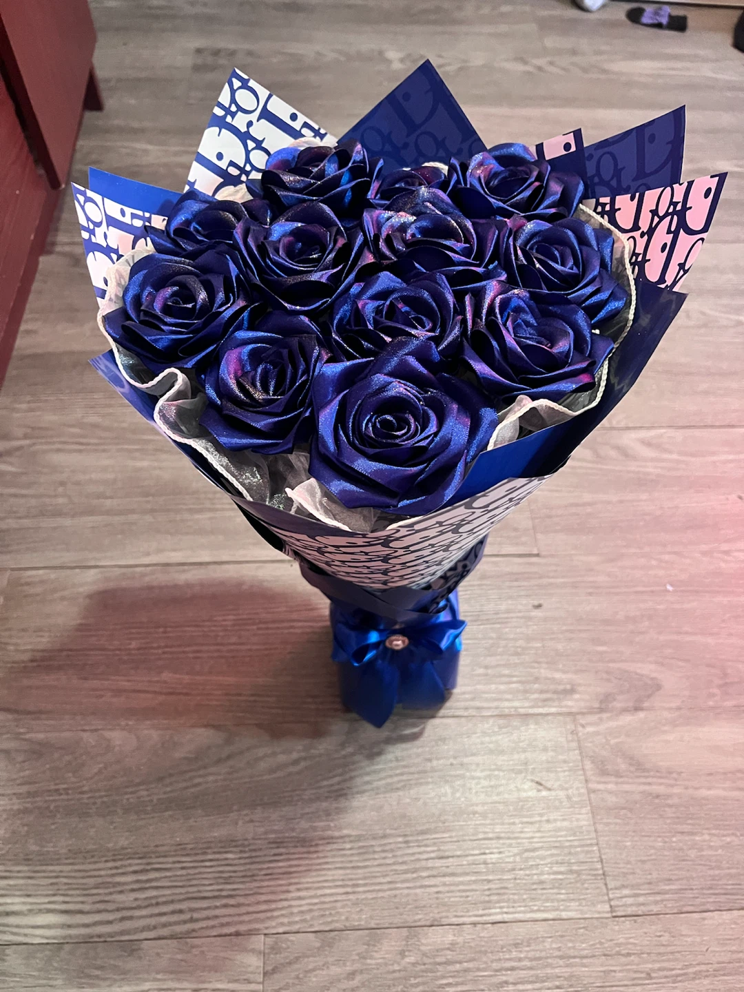 Blue Satin Rose Bouquet