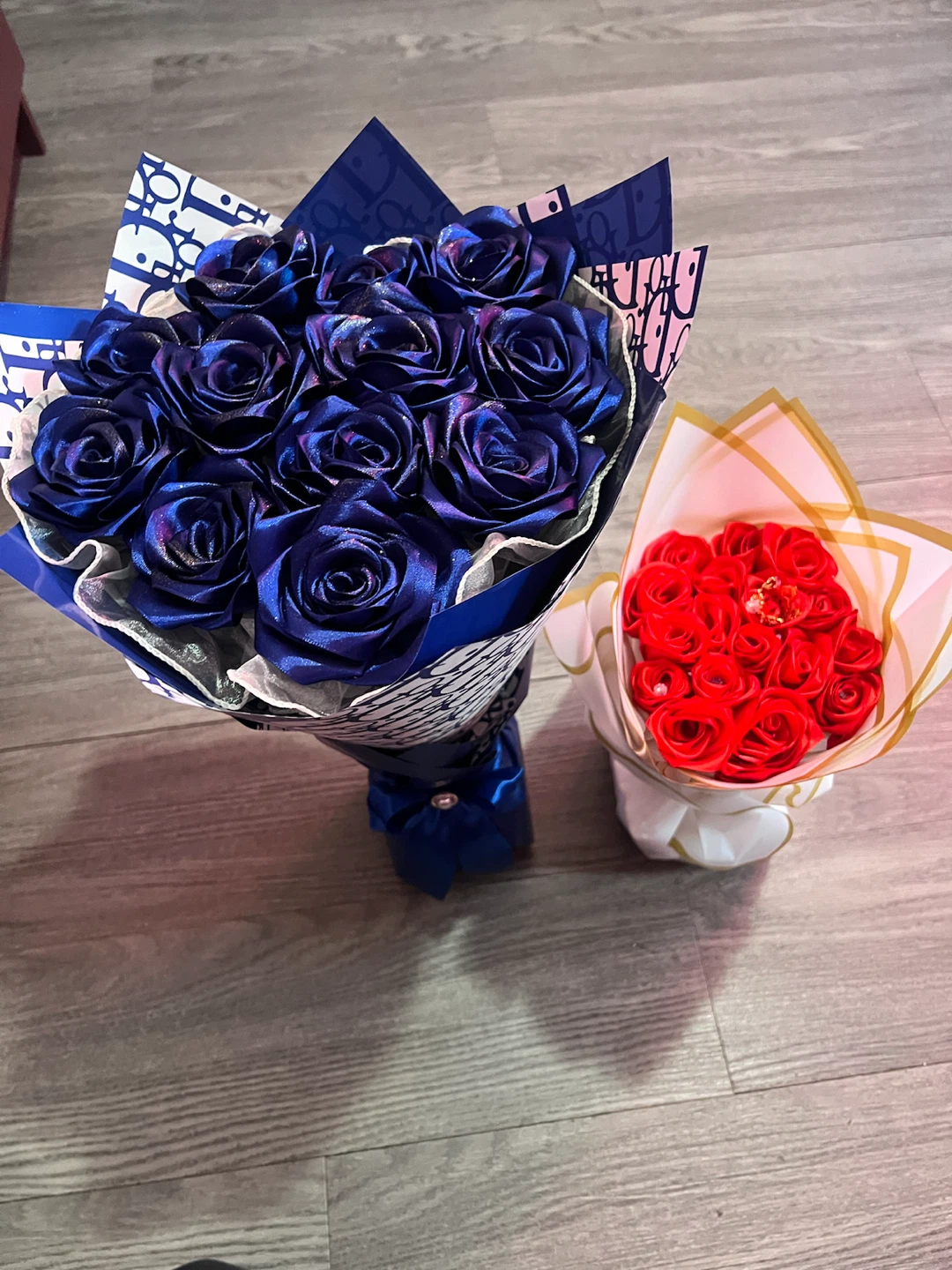 Blue Satin Rose Bouquet - photo 2