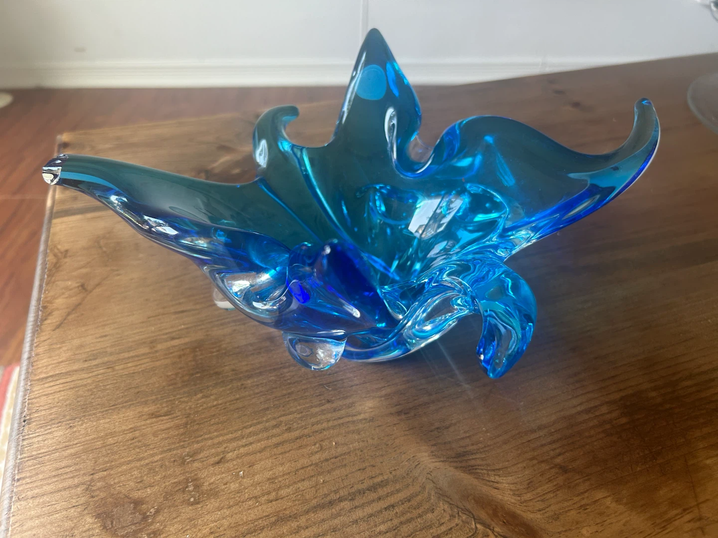 Blue Art Glass Decorative Bowl