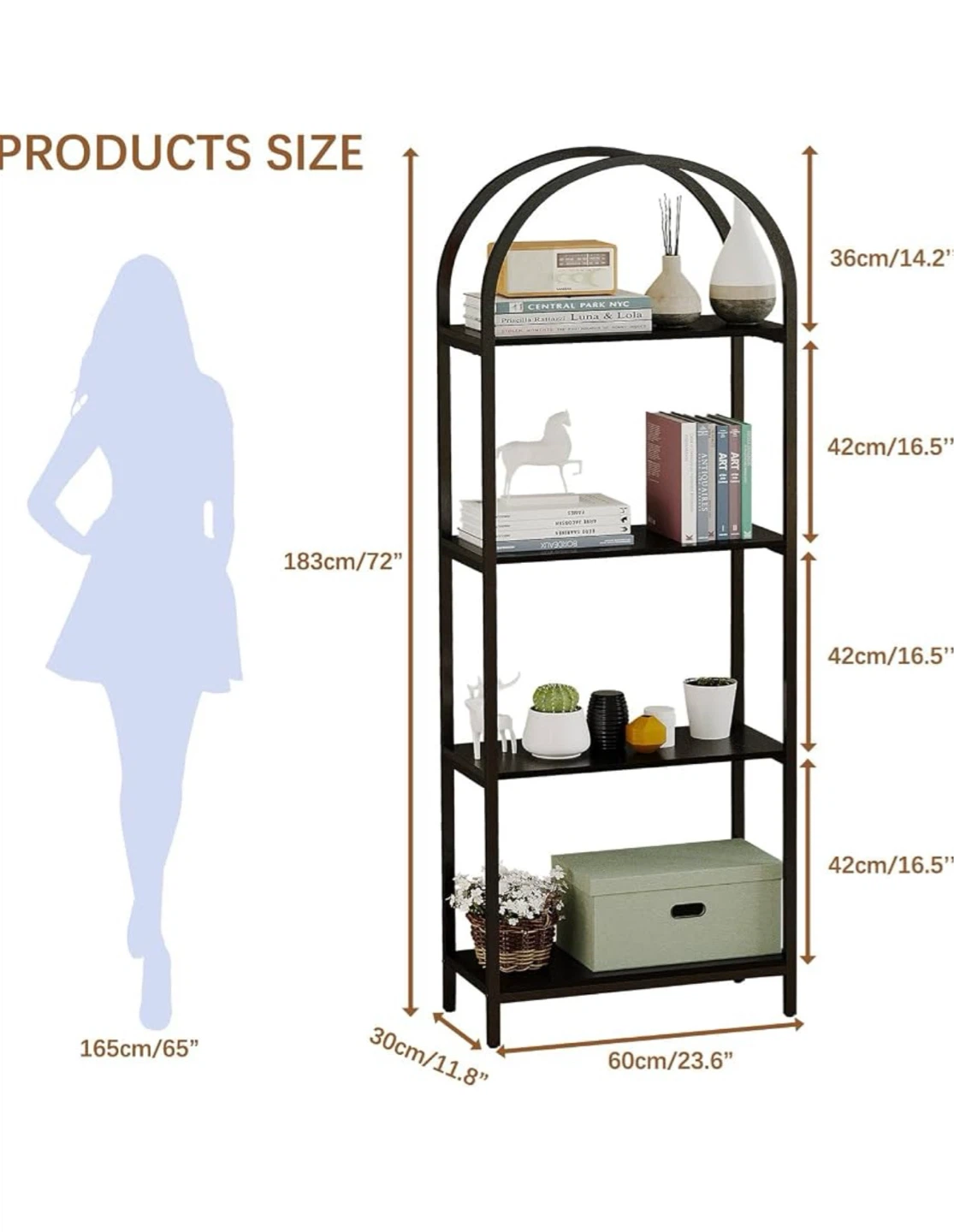 5-Shelf Arch Bookshelf - photo 2