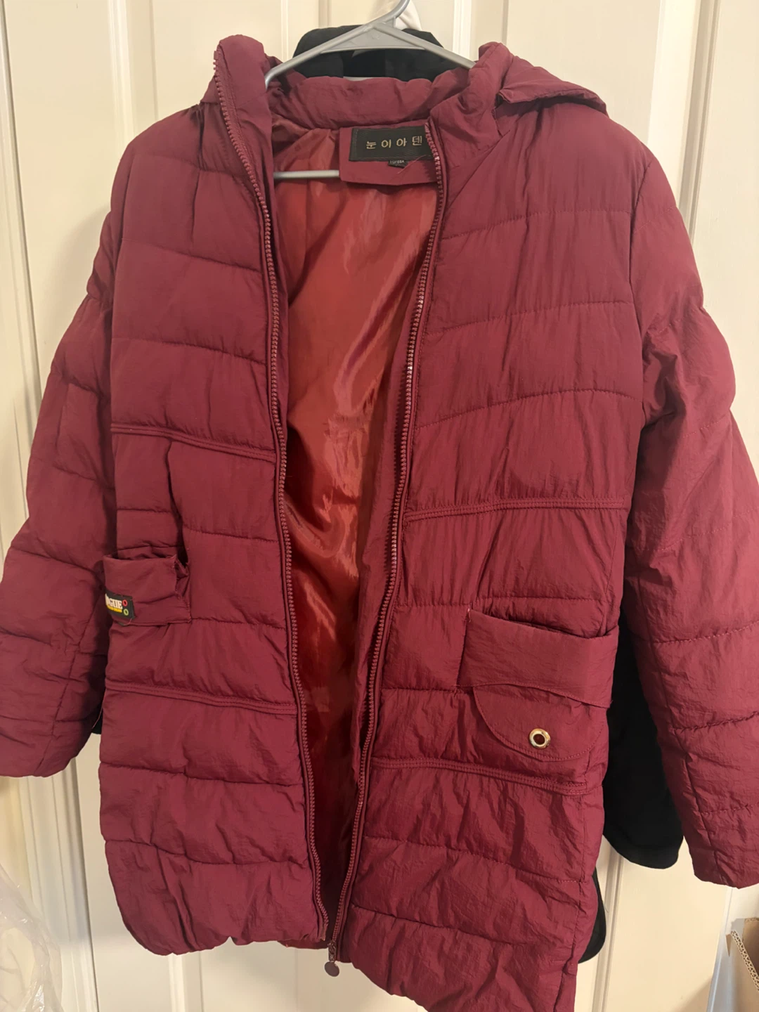 Maroon Hooded Puffer Jacket
