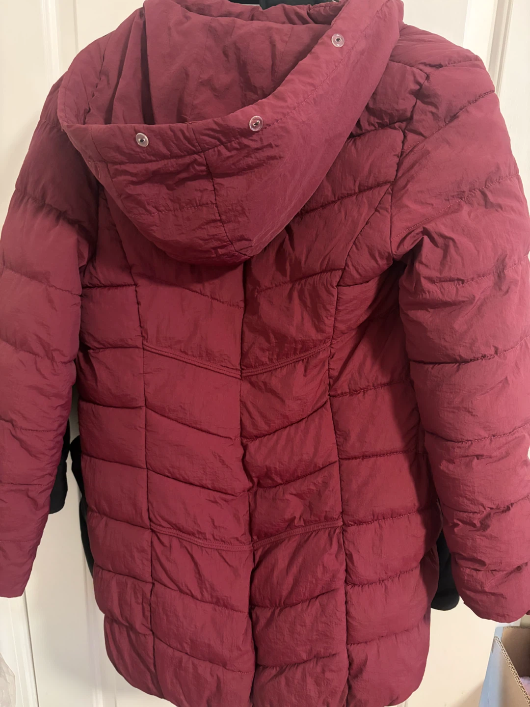 Maroon Hooded Puffer Jacket - photo 2