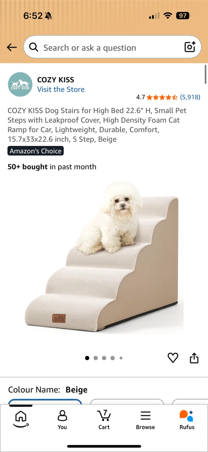 Cozy Kiss Dog Stairs for High Bed