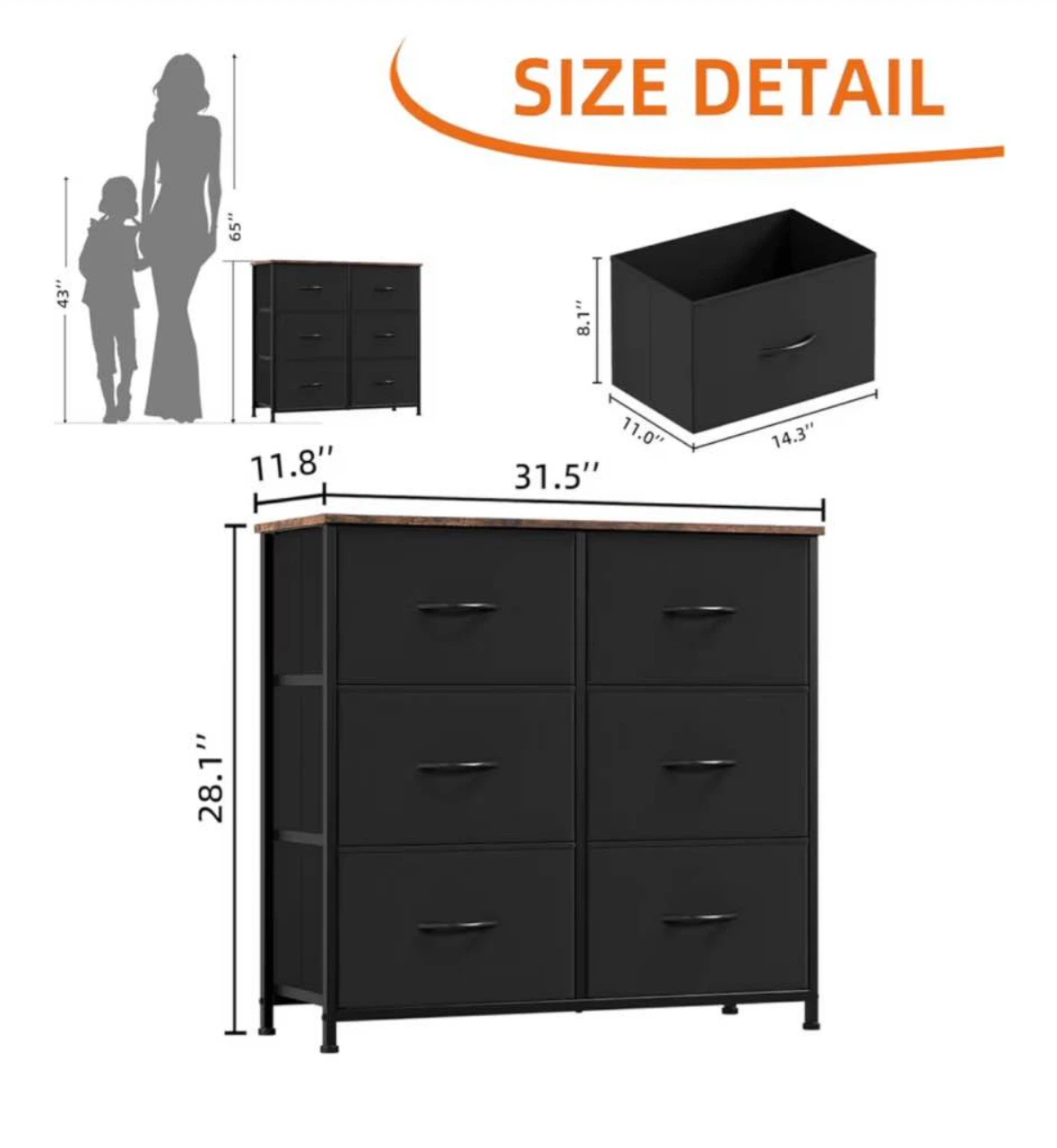 6-Drawer Dresser with Wood Top - photo 2