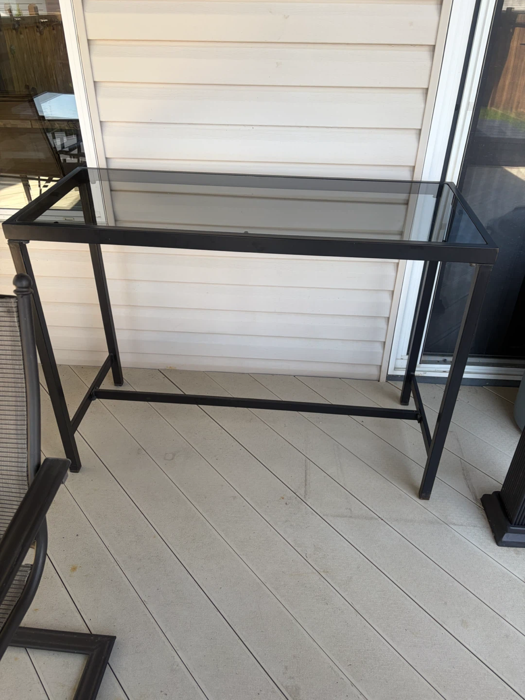 Black Metal and Glass Console Table