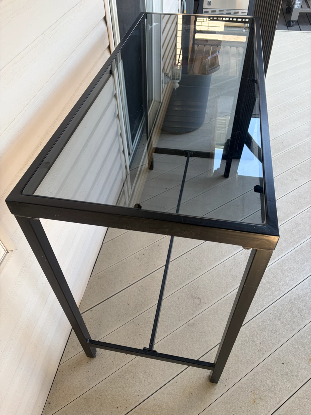 Black Metal and Glass Console Table - photo 2