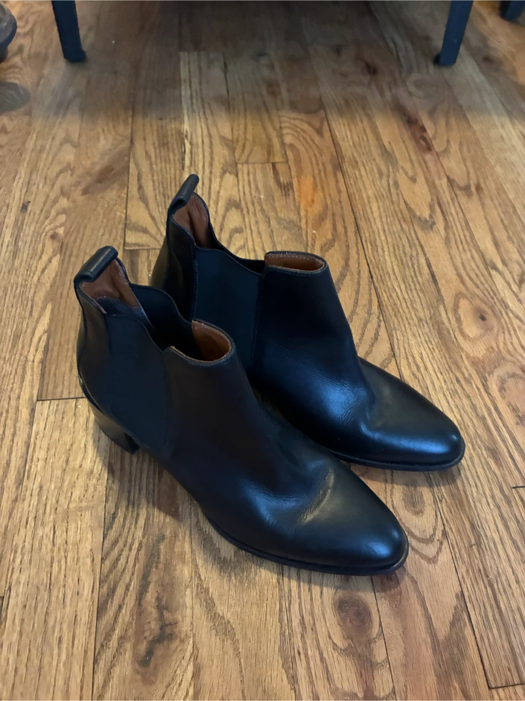 Black Leather Ankle Boots Size 5.5 - photo 3