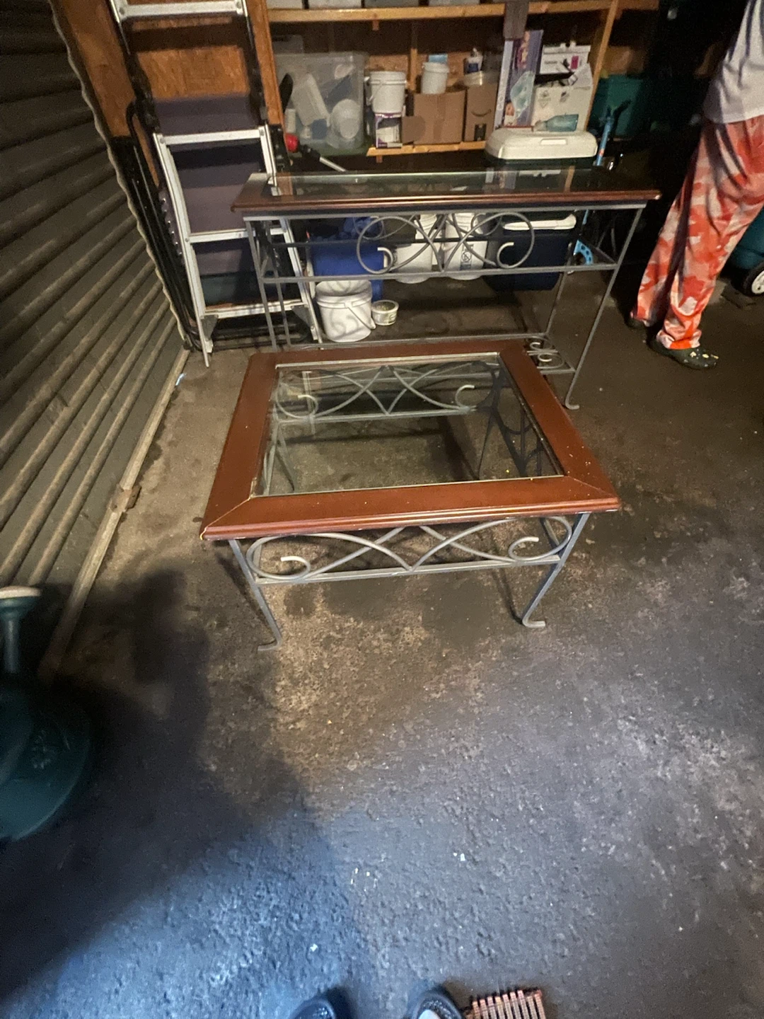Glass and Wood Coffee Table Set - photo 2