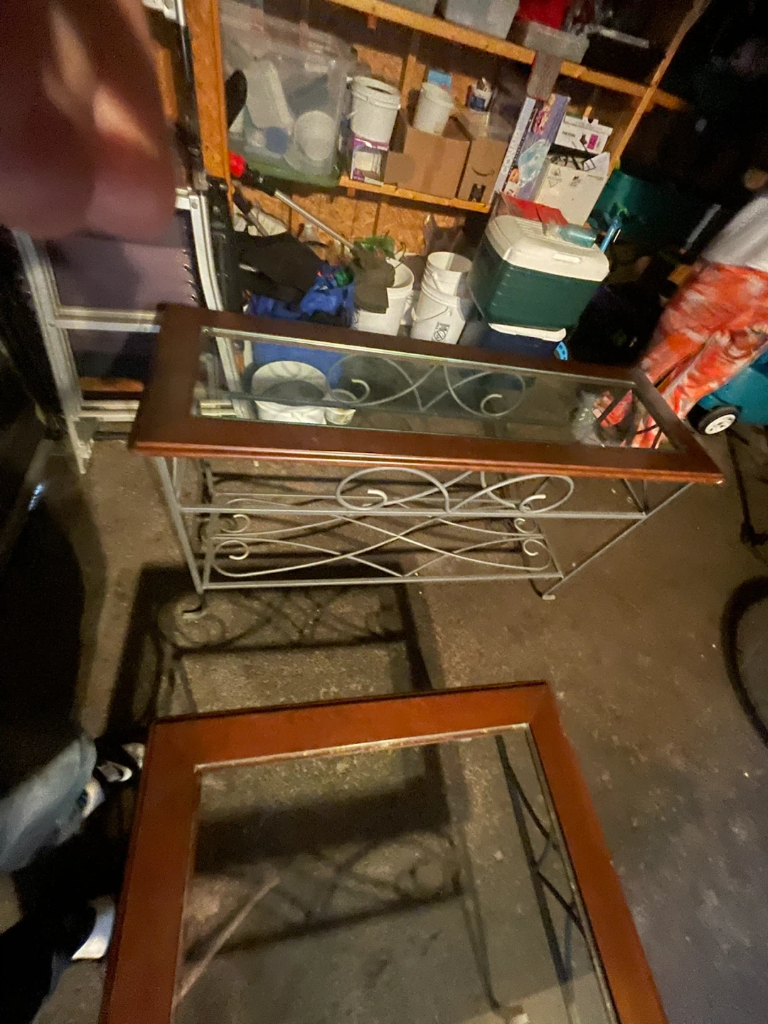 Glass and Wood Coffee Table Set - photo 4