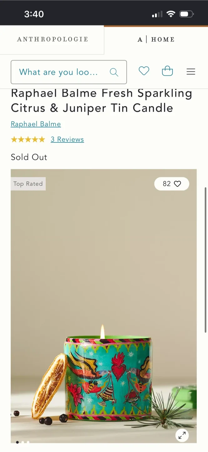 Anthropologie “Fresh Sparkling Citrus & Juniper” Candle 🕯️🍊 - photo 2