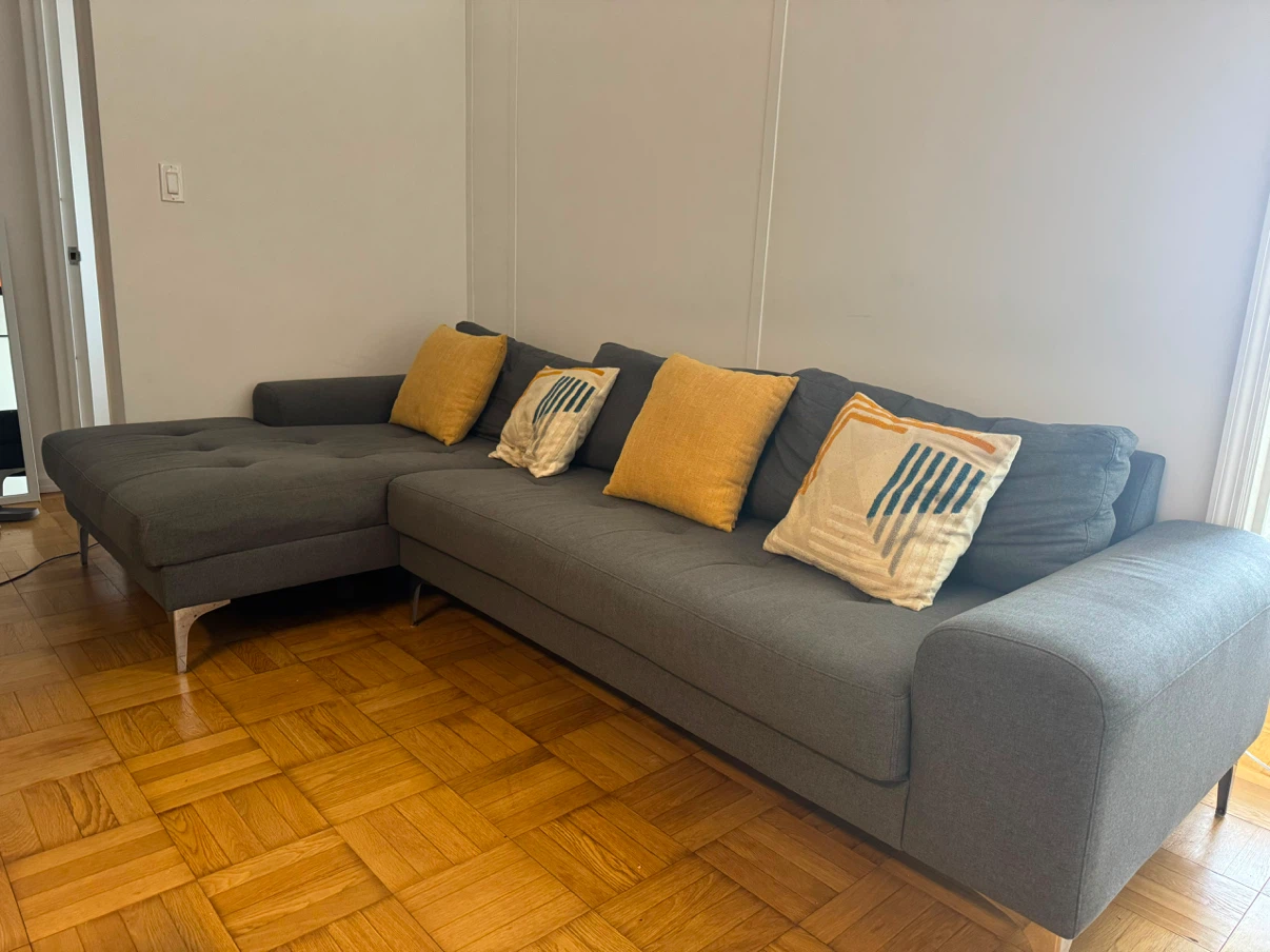 5-Seater Gray Sectional Sofa