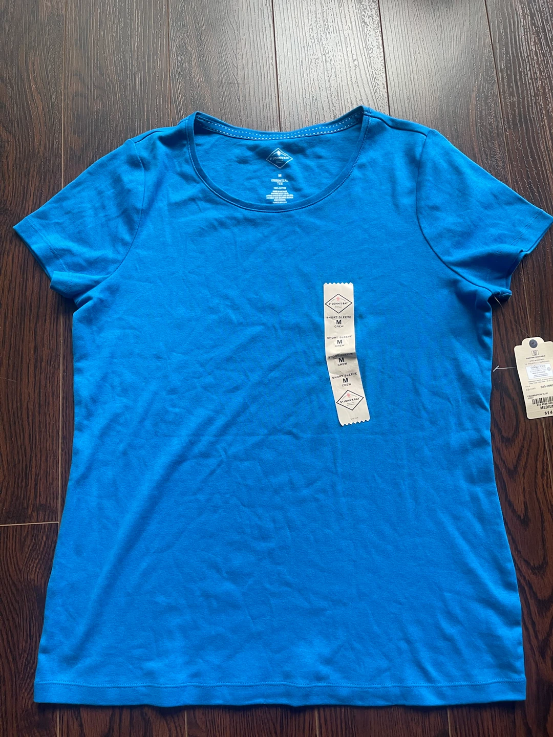 St. John's Bay Women's Blue Short Sleeve Crew Neck T-Shirt