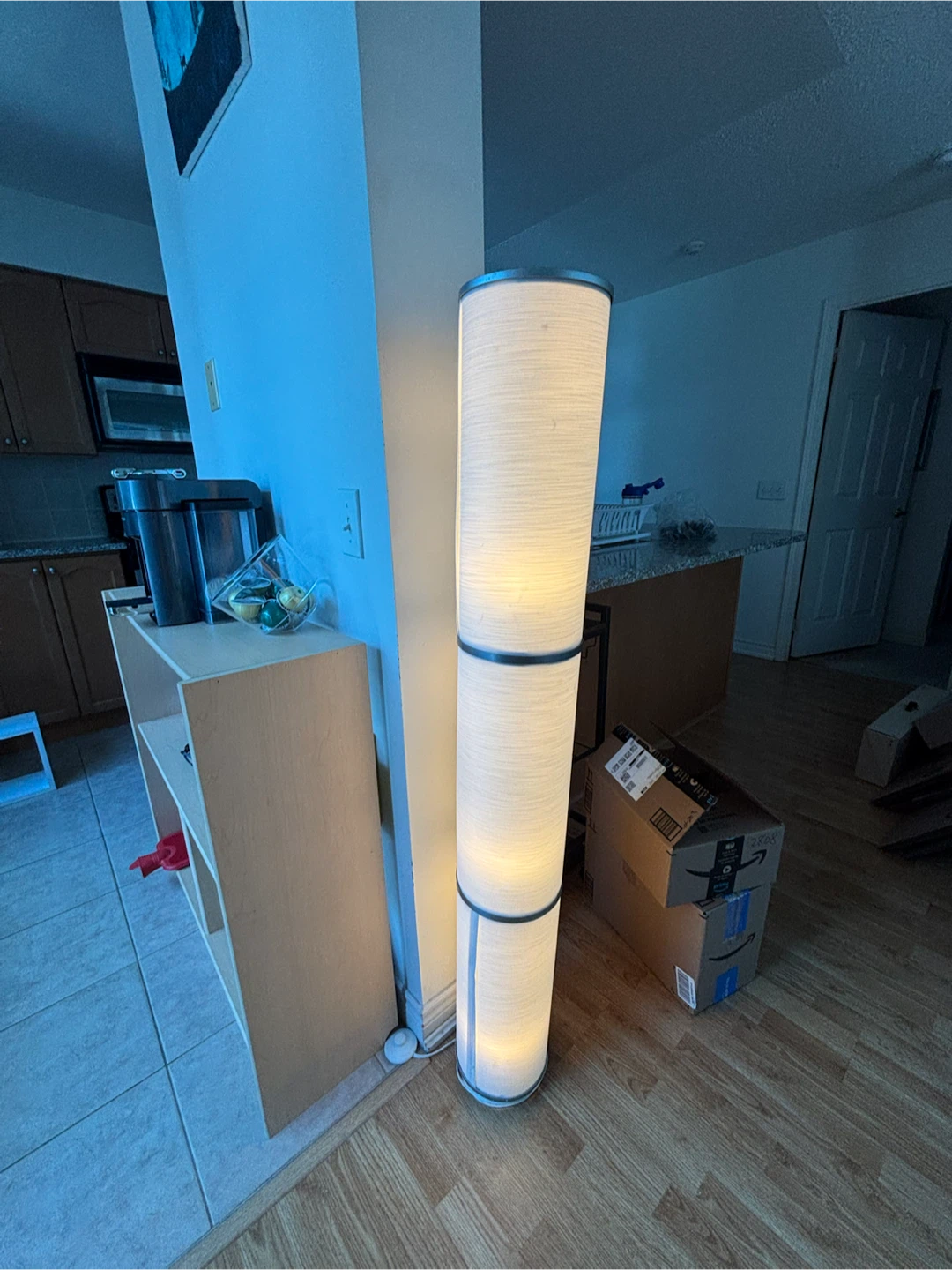 Floor Lamp with 3 White Cylindrical Shades