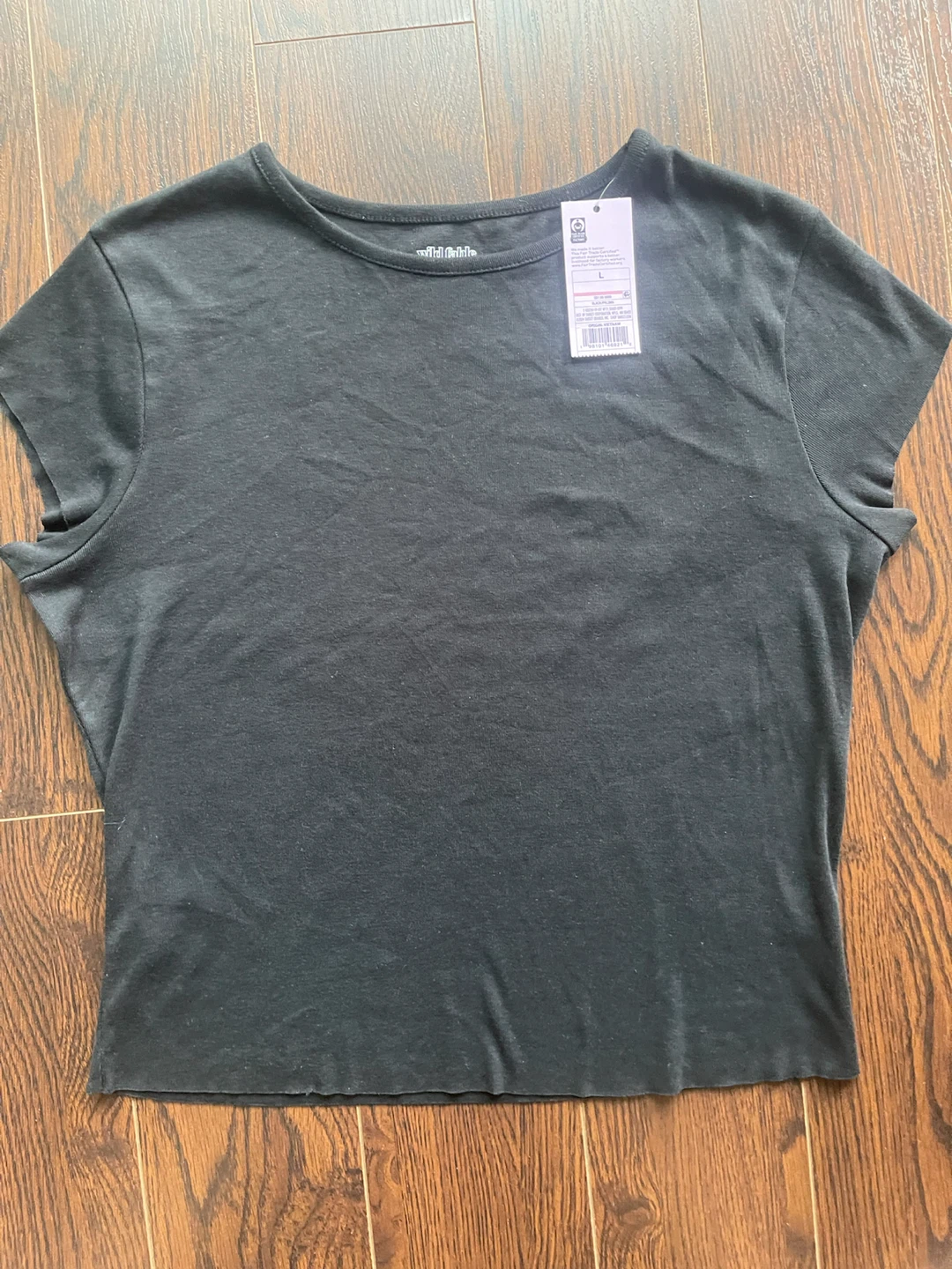 Wild Fable Black Cropped T-Shirt - Size L - photo 2