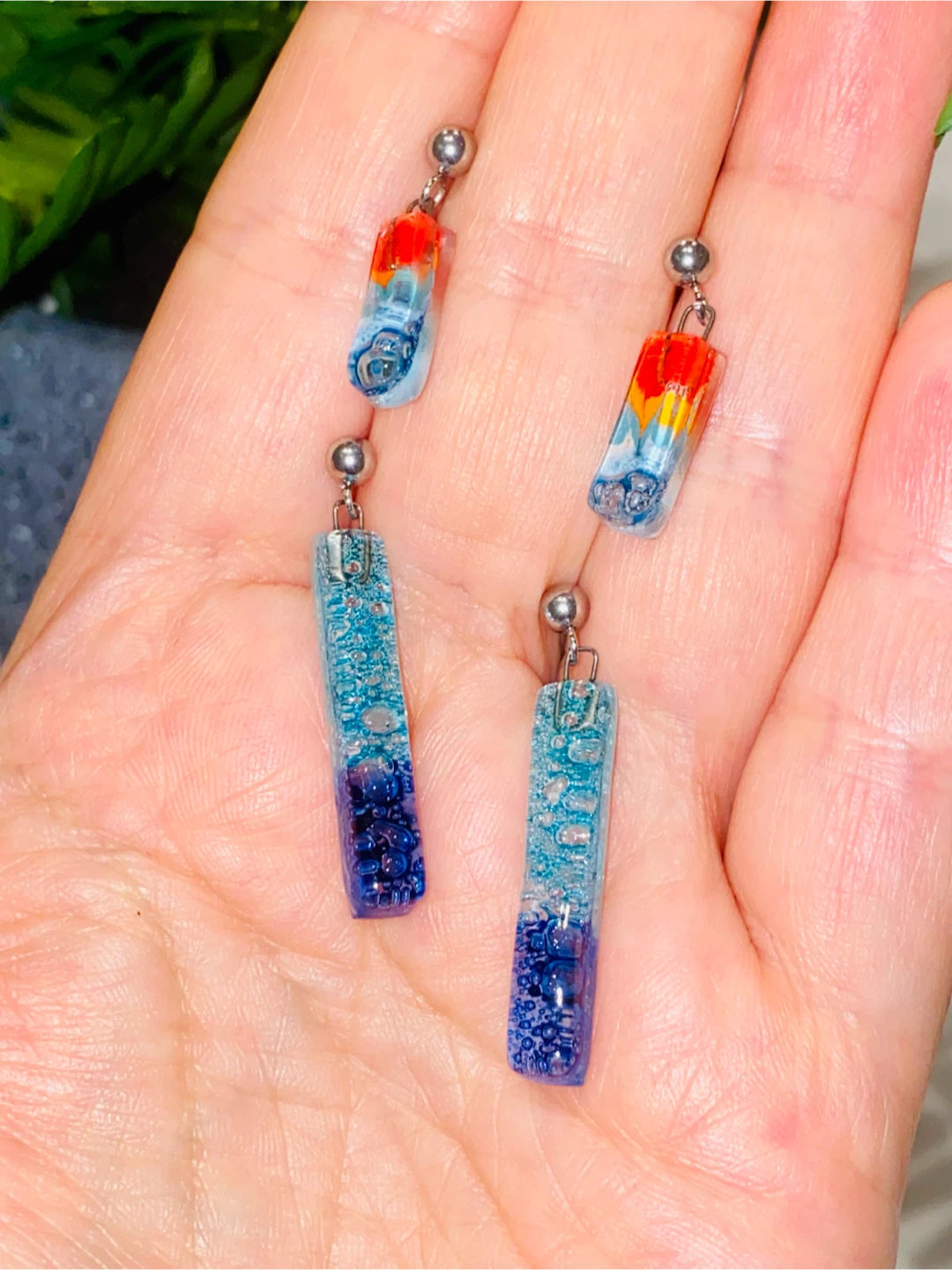 Handmade Resin Drop Earrings