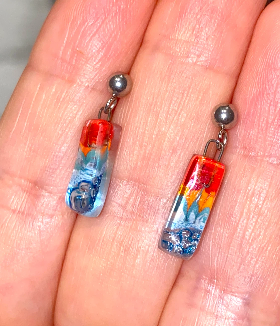 Handmade Resin Drop Earrings - photo 3