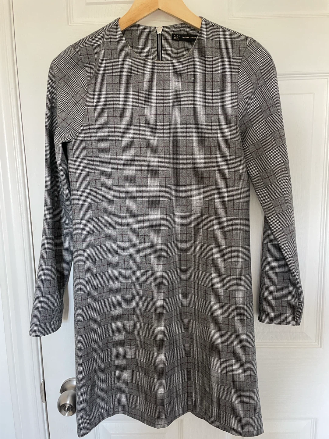 Zara Plaid Long Sleeve Dress Sz XS