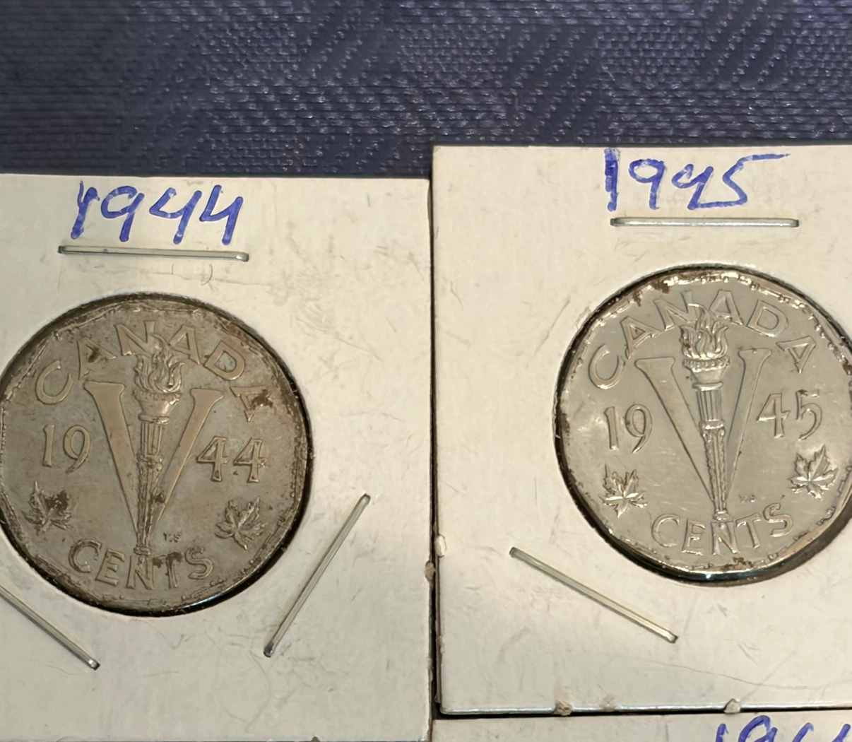 Collection of Canadian 5 Cent Coins - 1937, 1941, 1944, 1945