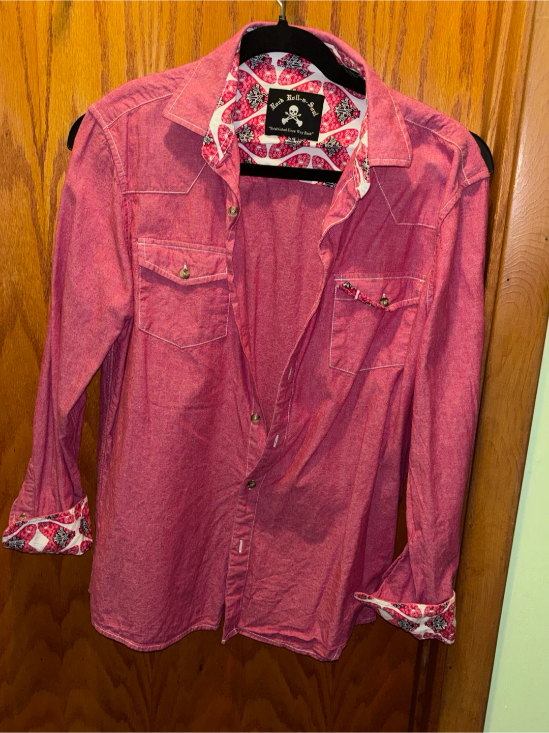Rock Roll n Soul Men's Red Western Shirt Size M
