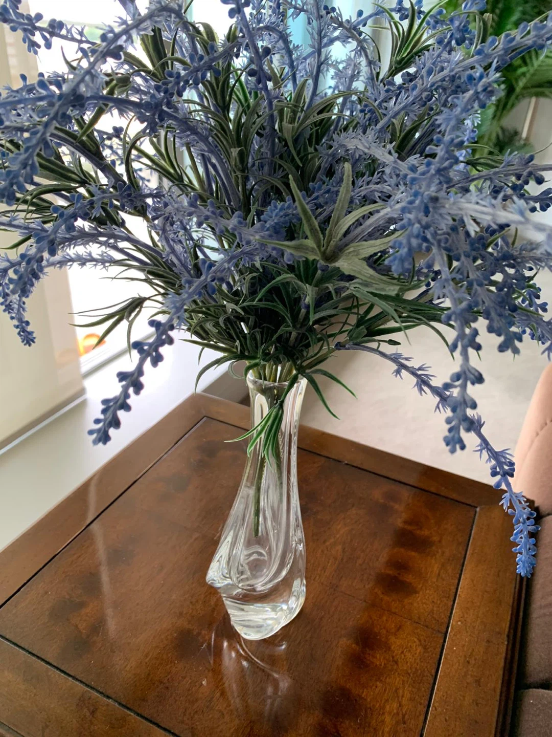 Artificial Lavender Flower Arrangement in Glass Vase
