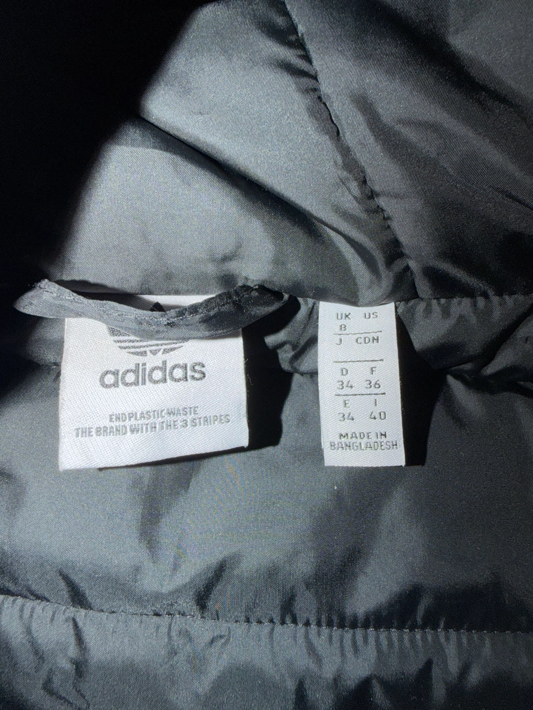 Adidas Puffer Jacket Black White Stripes - photo 2