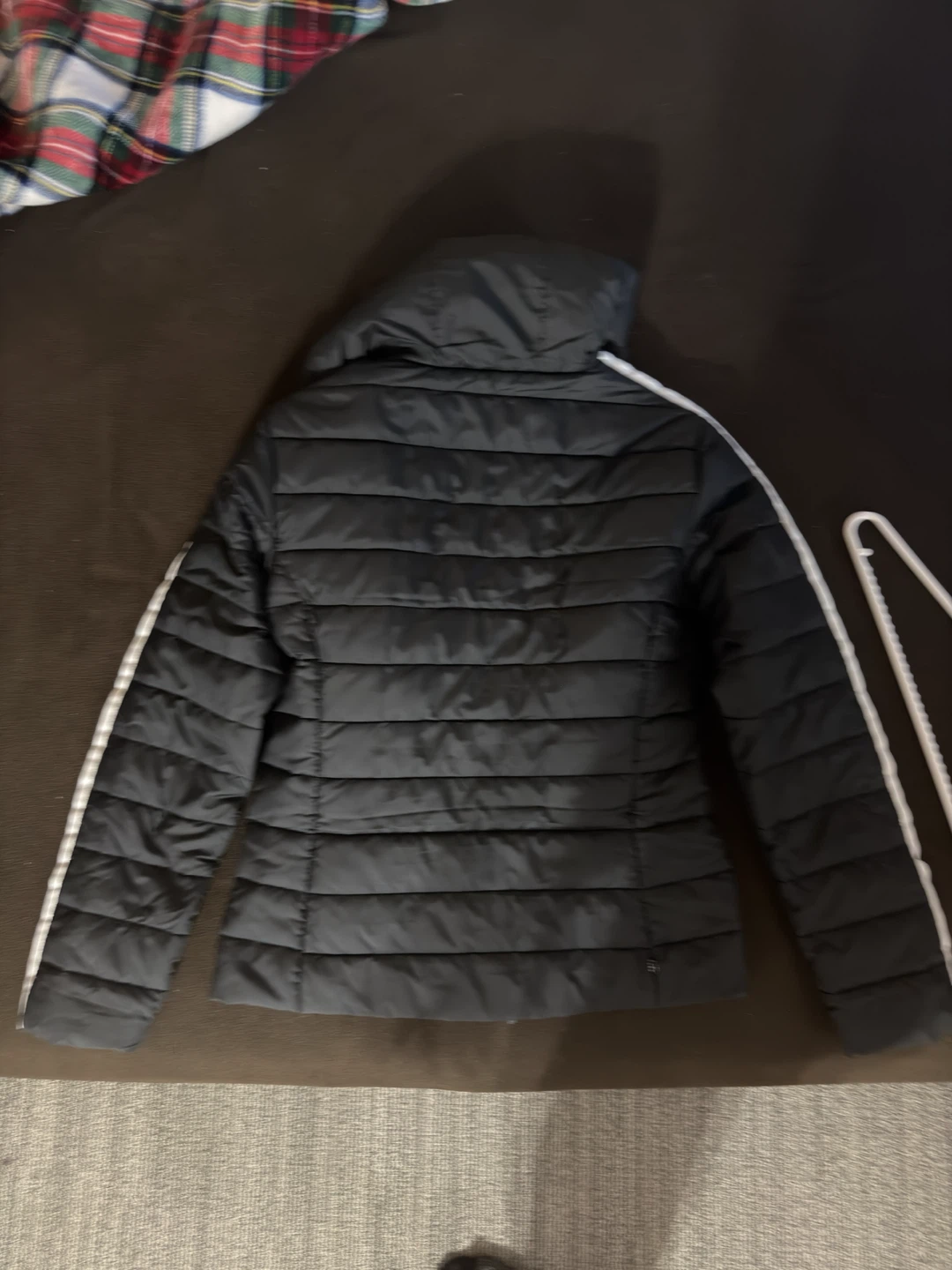 Adidas Puffer Jacket Black White Stripes - photo 3