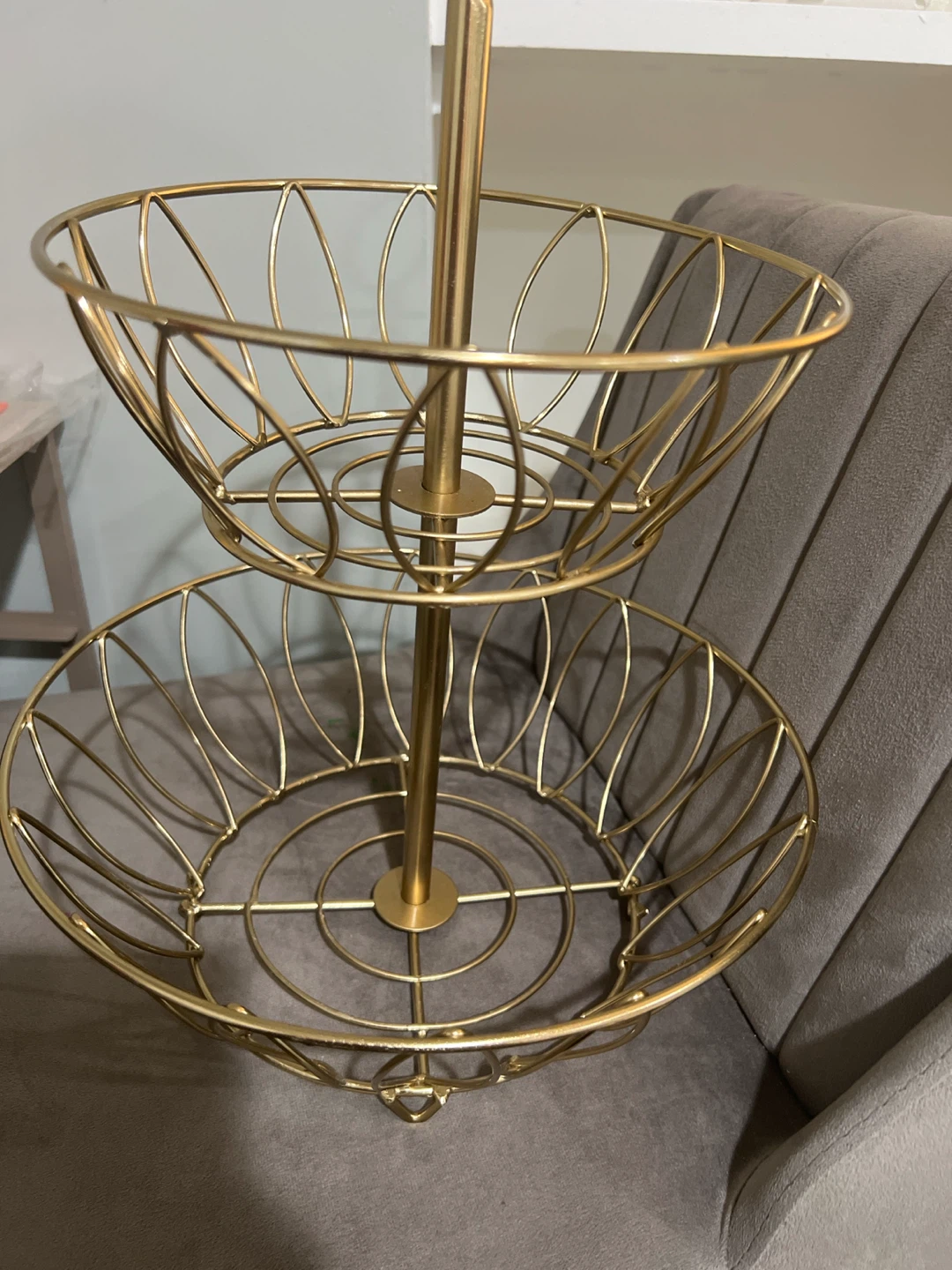 2-Tier Gold Wire Fruit Basket