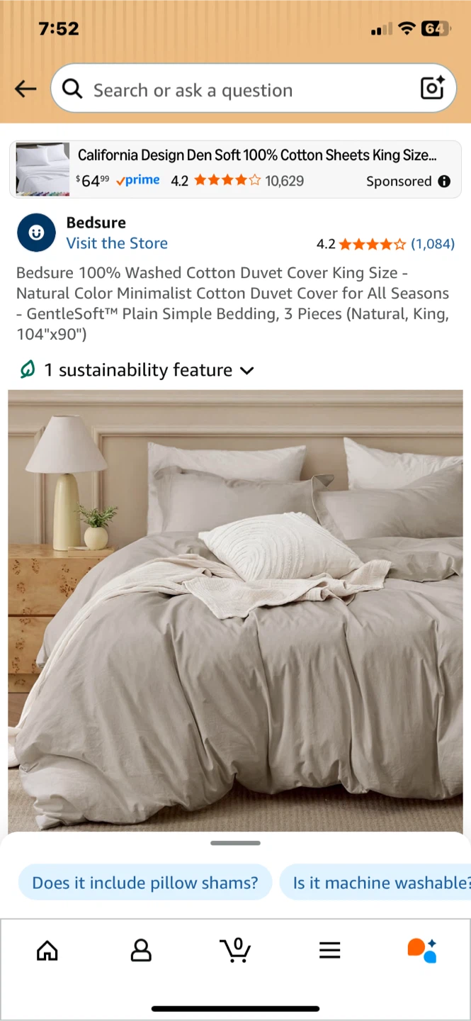 New Bedsure 100% Cotton Duvet Cover King