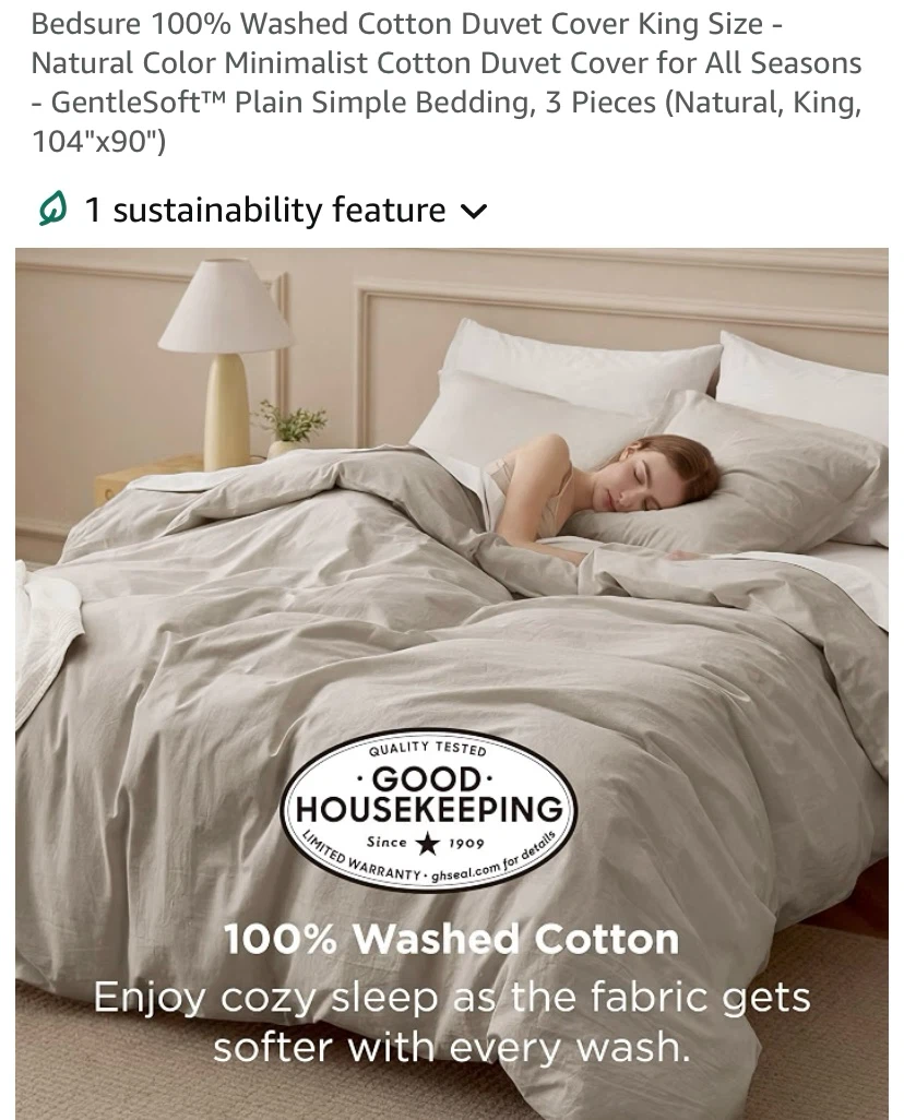 New Bedsure 100% Cotton Duvet Cover King - photo 2