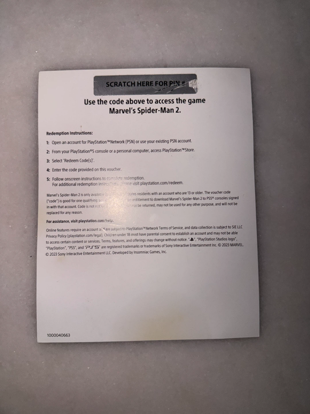 Marvel's Spider-Man 2 PS5 Game Voucher - photo 2