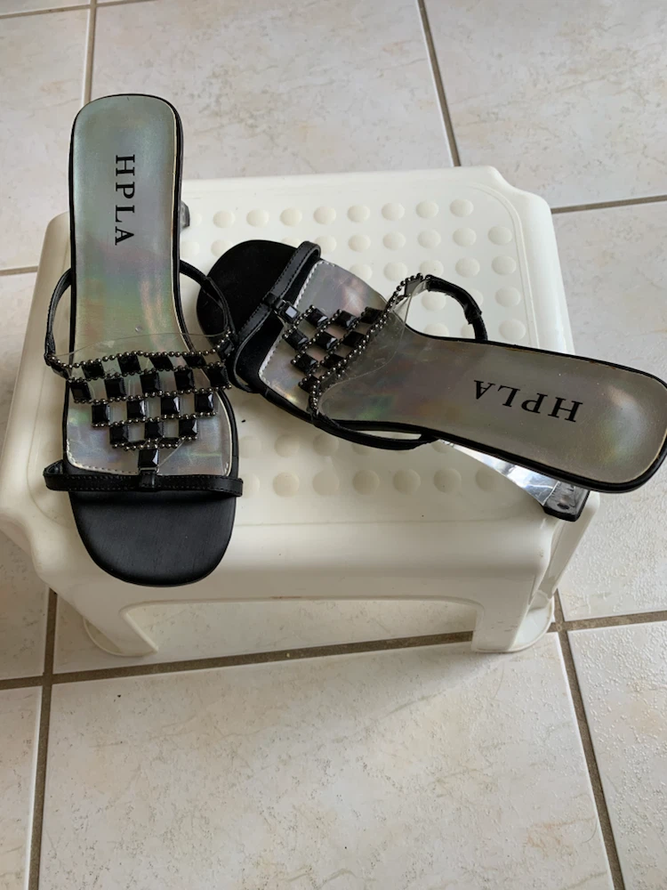 HPLA Black Embellished Wedge Sandals - photo 2