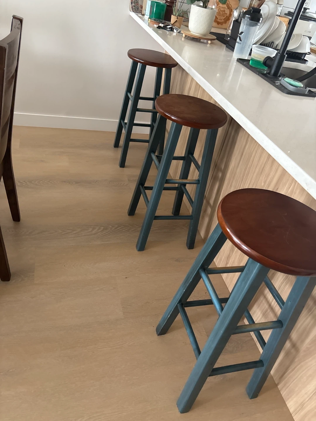 Wooden Bar Stools - Set of 3