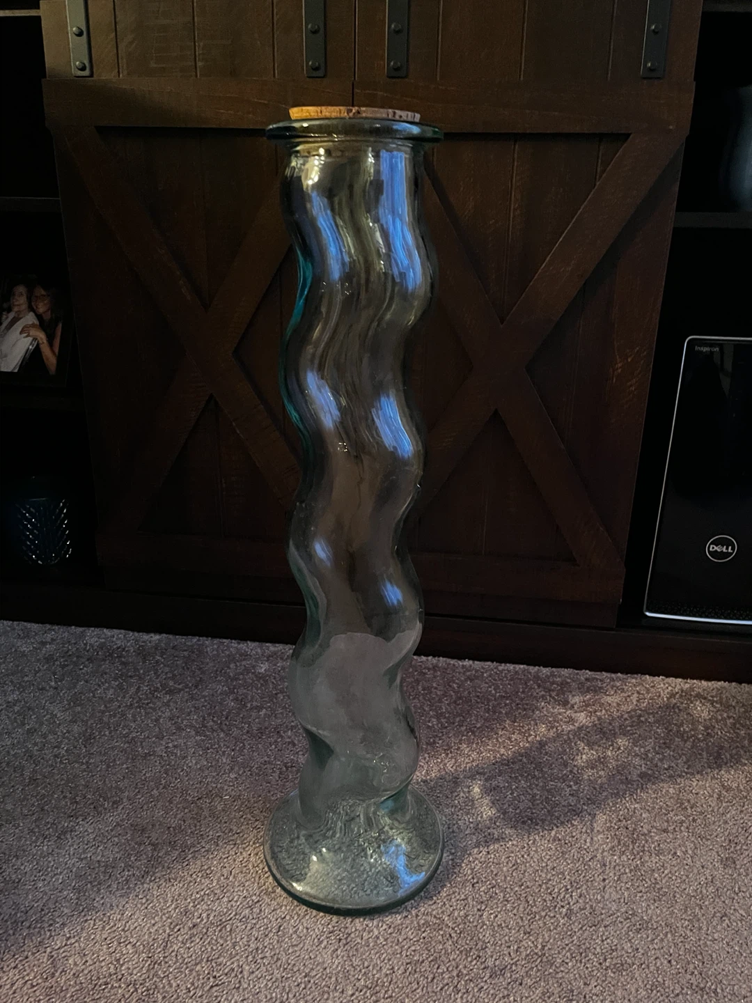 Large Clear Glass Vase with Cork Stopper